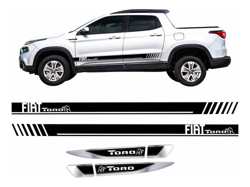 Kit Adesivo Lateral Fiat Toro + Emblema Resinado Kit02