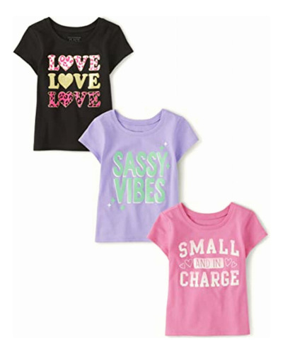 The Children's Place Playera Gráfica De Manga Corta Para Color Sassy Vibes/love Love/small In Charge