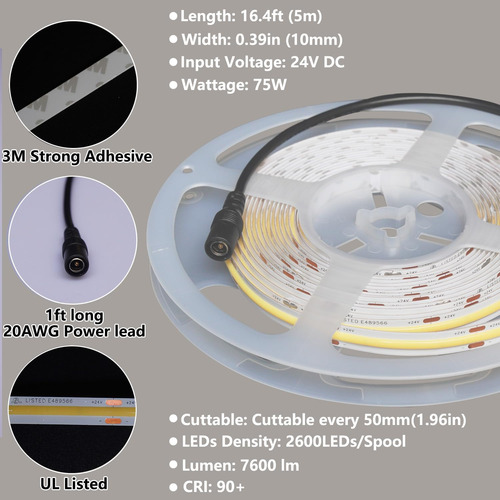 Paayibril Frol White Cob Led Leak Strip 5000k, Ultra Bright,