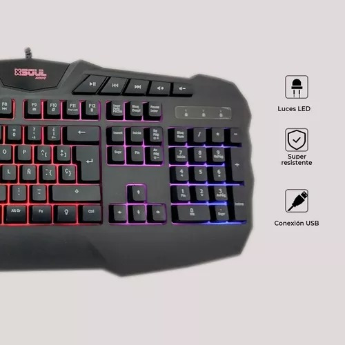 Teclado Soul Gaming Xk700 Color Negro Negro Español