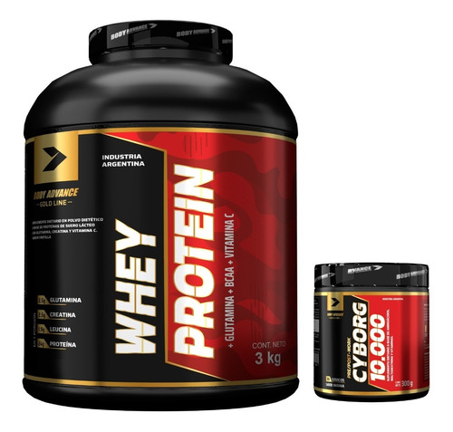 Imagen 1 de 7 de Whey Protein 3 Kg ( Proteína Pura ) + Cyborg 300 Gr. Body Advance