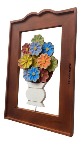 Quadro Madeira Rústico Artesanal De Flores Decorativo