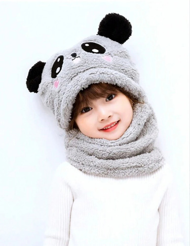 Gorro Infantil Oso Ó Conejo Invierno. Docenacerrada. 3a8años Gris Claro 3/8años Lisa