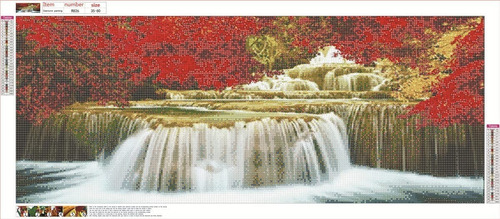 Imagen 2 de 6 de Diamond Painting Grande Pintura Diamante 80x35cms Cascada