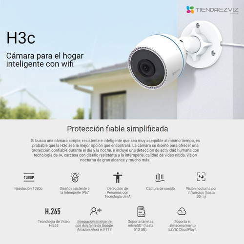 Combo X2 Ezviz H3c 1080p Exterior - Inteligencia Artificial