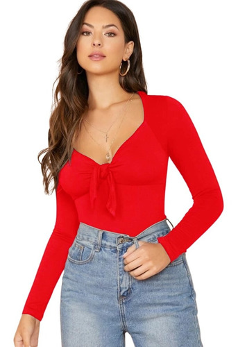 Blusa Montana Manga Larga Escote En Moño Moderna Sexy Curvy