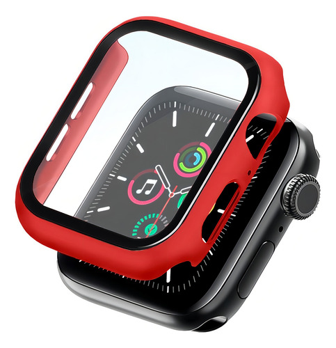 Capa Case Bumper Para Applewatch Com Pelicula 38/40/42/44 Cor Vermelho