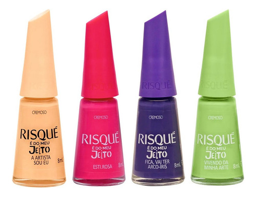 Kit Esmaltes Risque Coleção É Do Meu Jeito Cremoso 8ml Top