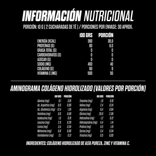 Imagen 2 de 2 de Colágeno Hidrolizado En Polvo Sin Sabor 30servicios Gohard