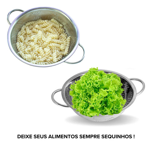 Escorredor De Macarrão Legumes Multiuso 28cm Inox Ke Home