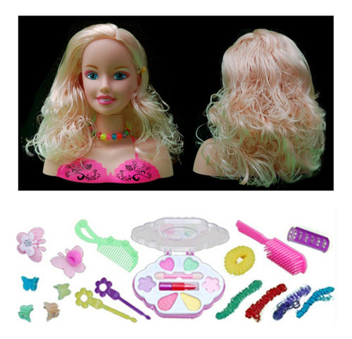 Cabeza De Muñeca Para Peinar Y Maquillar Cabello Rubio