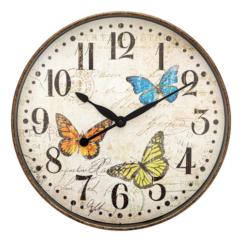 Park Madison Reloj De Pared Con Diseno De Mariposa De 12 Pul