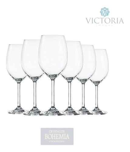 Jogo 6 Taças 450ml Cristal Bohemia Titanium