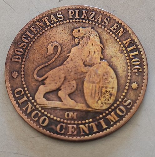 Moneda 5 Centimos 1870 De España (coleccionistas)