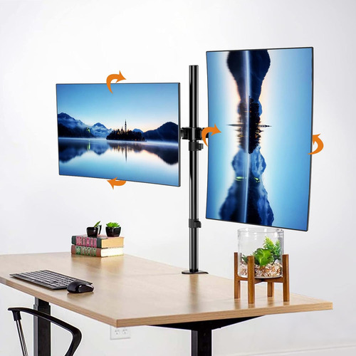 Suptek Dual Led Lcd Monitor Stand Up Desk Mount Extra T...