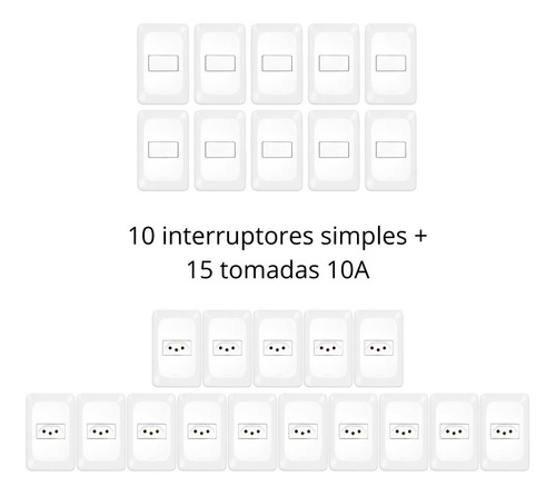 Tomadas E Interruptores (25 Pç) Kit Casa Completa