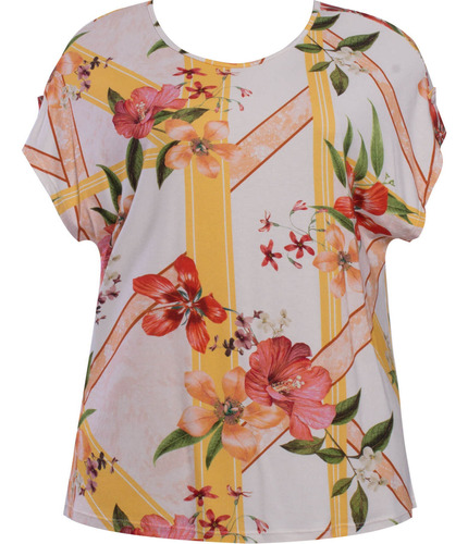 Blusa Manga Curta Estampa Floral Decote Redondo Seiki 330839