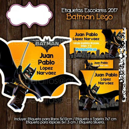 Kit Imprimble Etiquetas Escolares Batman Lego | MercadoLibre