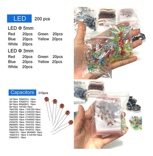 Kit De Componentes Electrónicos: Resistencias, Condensadores