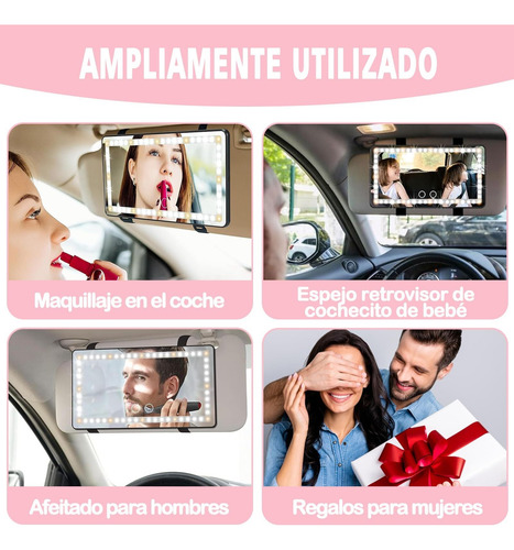 Espejo De Vanidad Para Auto 60 Led Espejo Con Luz Para Carro