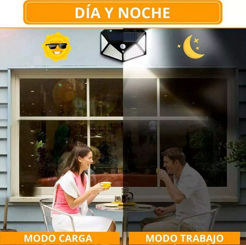 3 Lámparas, Solar De Pared Con Sensor De Movimiento 290 Lm. Negro