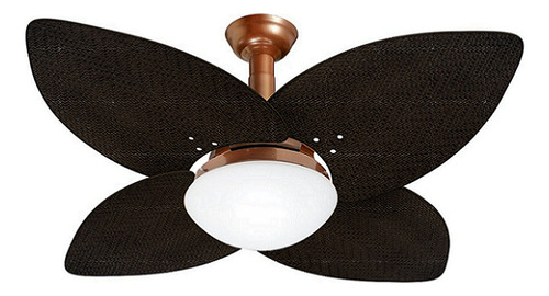 Ventilador De Teto Jet Aspen Venti-delta 4 Pás Rattan Tabaco Cor da estrutura Cobre Diâmetro 120 cm Frequência 60Hz Material das pás MDF Rattan 220V