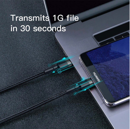 Imagen 4 de 4 de Cable Usb Tipo C A Tipo C Carga Rapida 60w Reforzado 2m