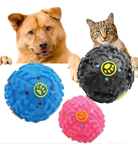 Bola Petisco Interativo Para Cães Grande Com Som G 12 Cm Cor Azul