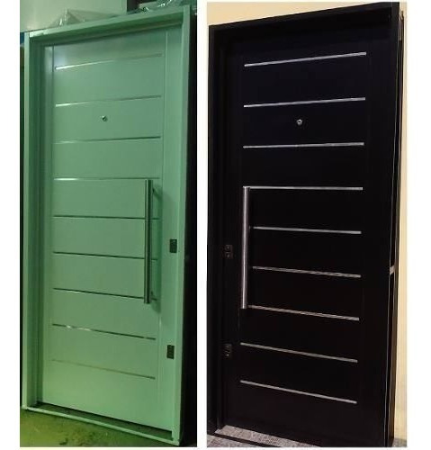 Puerta Doble Chapa Inyectada Negra De 90cm Con Apliques Top