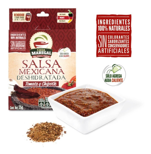Imagen 3 de 5 de Salsa Mexicana Deshidratada Tomate Y Chipotle 35gr Caja C/14