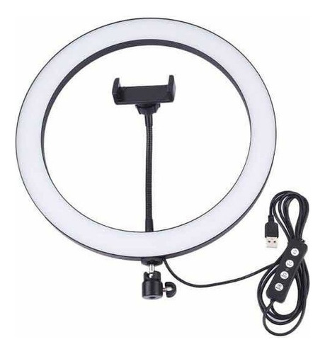 Aro De Luz Led 12 30cm C/ Base Para Celular Para Foto Video Color Blanco