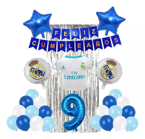 Set De Globos Real Madrid Decoracion Fiestas Cumpleaños