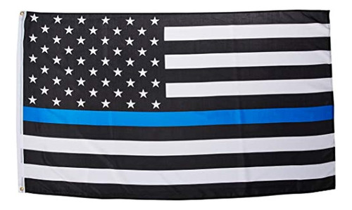 Bandera Estadounidense Con Delgada Línea Azul De 3 Pies X 5 