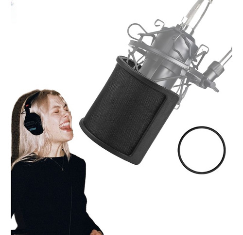 Pop Filter Máscara De Filtro De Micrófono En Forma De U Compatible Con Hyperx Quadcast Negro