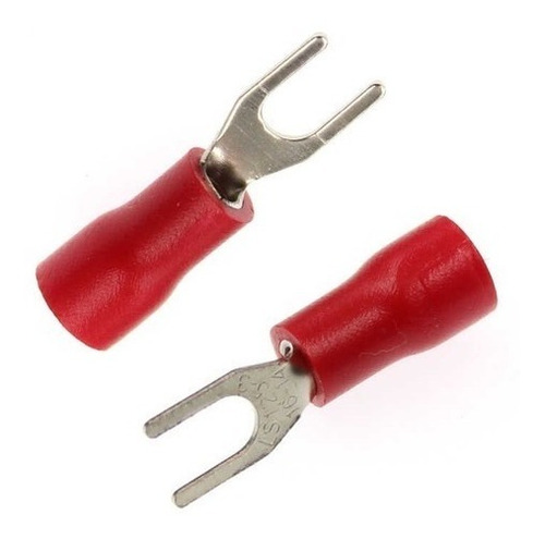 Terminal Horquilla 6,4mm(1/4 ) Rojo Ebchq Pack 100unids