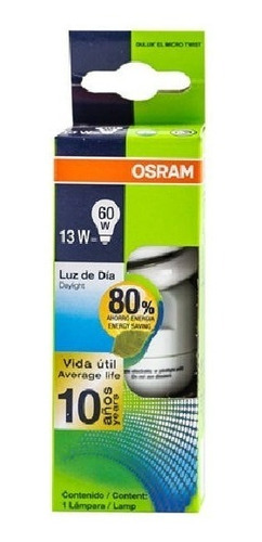 Caja 12 Pz Foco Ahorrador Mini Espiral 13w Osram