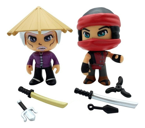 Duo Pack Set Muñecos Pinypon Action Figuras Ninja Accesorios