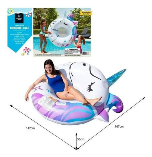 Unicornio Flotador Inflable Members Mark Gigante Blanco