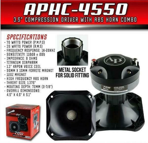 Imagen 4 de 6 de Driver Con Trompeta De Compresion 3.5 Audiopipe ( Par )