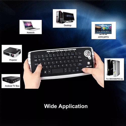 Teclado Trackball Para Pc Com Mouse Sem Fio Silver Box Scrol