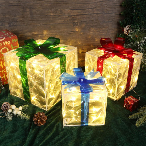 F Caja De Regalo/juego De Luces Navideñas De 3 Piezas
