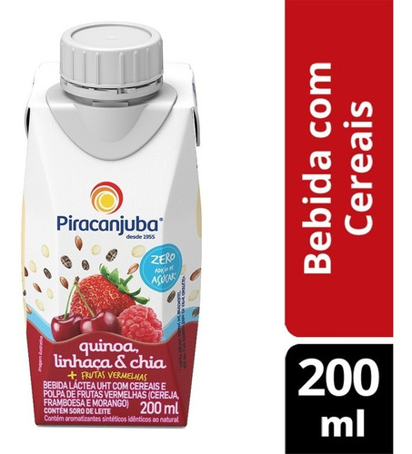 Bebida Láctea UHT Frutas Vermelhas com Quinoa, Linhaça e Chia Piracanjuba Caixa 200ml