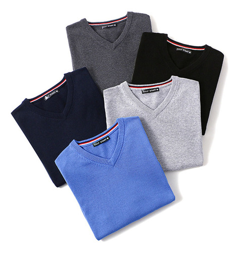 Suéter Hombre De Punto Moda Casual Cuello En V 100% Algodón