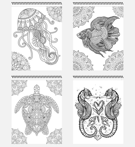 Libro Para Colorear Mándalas De Animales Marinos