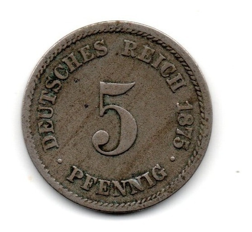 Alemania Imperio Moneda 5 Pfennig Año 1875 J Km#3