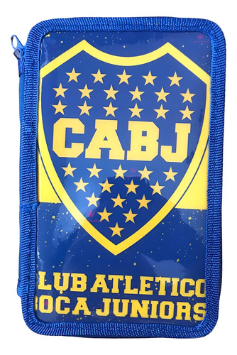 Set Combo Cartuchera 3 Pisos Y 12 Lapiz Negro Boca Juniors