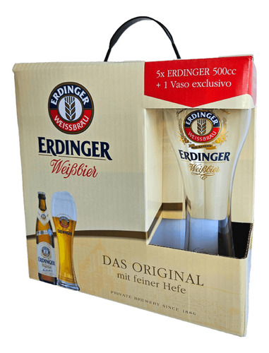 Pack Cerveza Alemana Erdinger Weissbier + Vaso Erdinger 