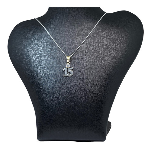 Imagen 5 de 10 de Cadena Con Dije 15 Años Plata Y Oro (d072)