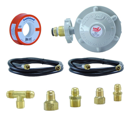  Regulador Gas Lp, Mangueras De 3 Y 5mt Y Acc. P/2 Servicios