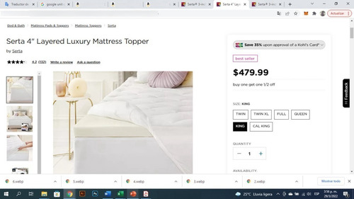 Imagen 8 de 9 de Topper De Colchón King 4 De Alto. Memory Foam